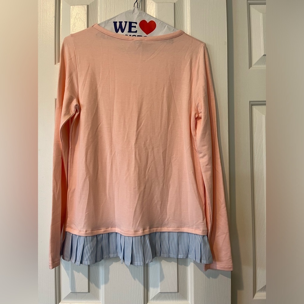J Crew XS super soft long sleeve t shirt with ruffle bottom, NWT - Picture 4 of 6